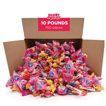 Candy Variety Pack - 10 Pounds Over 700 Pieces - Smarties, Taffy, Lollipops, Fruit Gum - Pinata Stuffers - Bulk Box