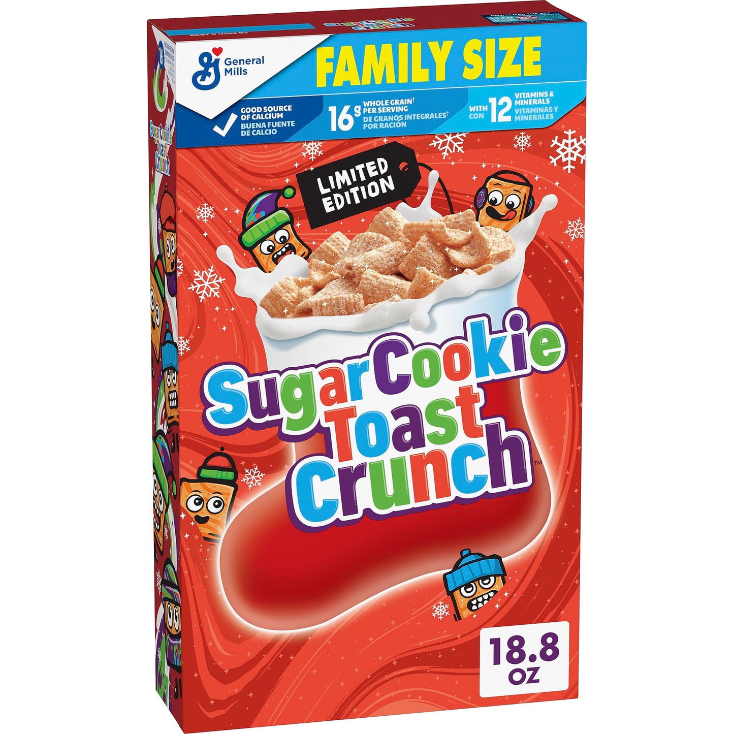Sugar Cookie Toast Crunch Breakfast Cereal  Crispy Naturally Flavored Sugar Cookie Cinnamon Cereal  Limited Edition  Family Size  18.8 oz