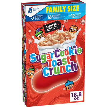 Sugar Cookie Toast Crunch Breakfast Cereal  Crispy Naturally Flavored Sugar Cookie Cinnamon Cereal  Limited Edition  Family Size  18.8 oz