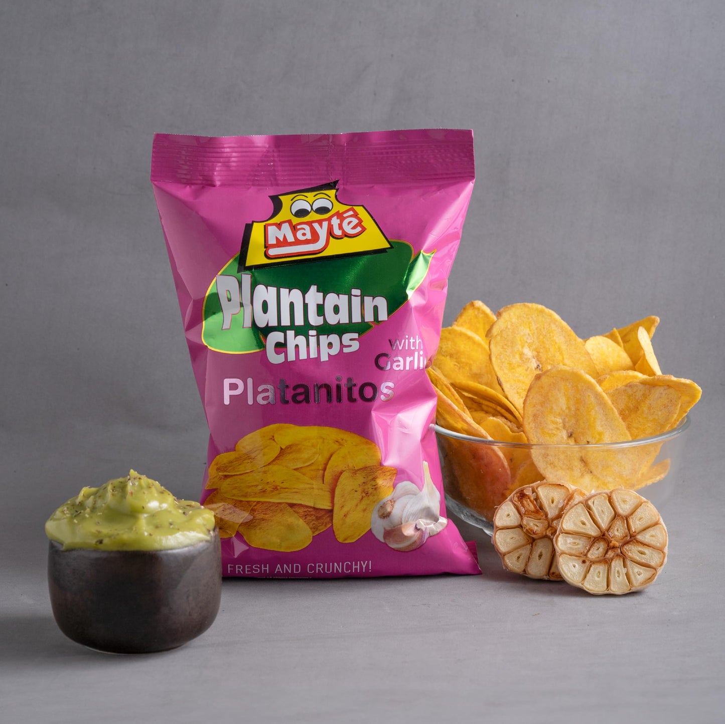 Mayt   Garlic Chips | Healthy Snacks | 3 Oz Snacks | Non Gmo | Gluten Free Snacks | Kosher | Garlic Chips Fried | Plantains Chip