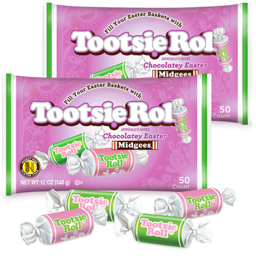 Tootsie Rolls Easter Midgees Chocolatey Chewy Candy 100 Pcs - Individually Wrapped Bulk Treats For Egg Fillers, Basket Stuffers,