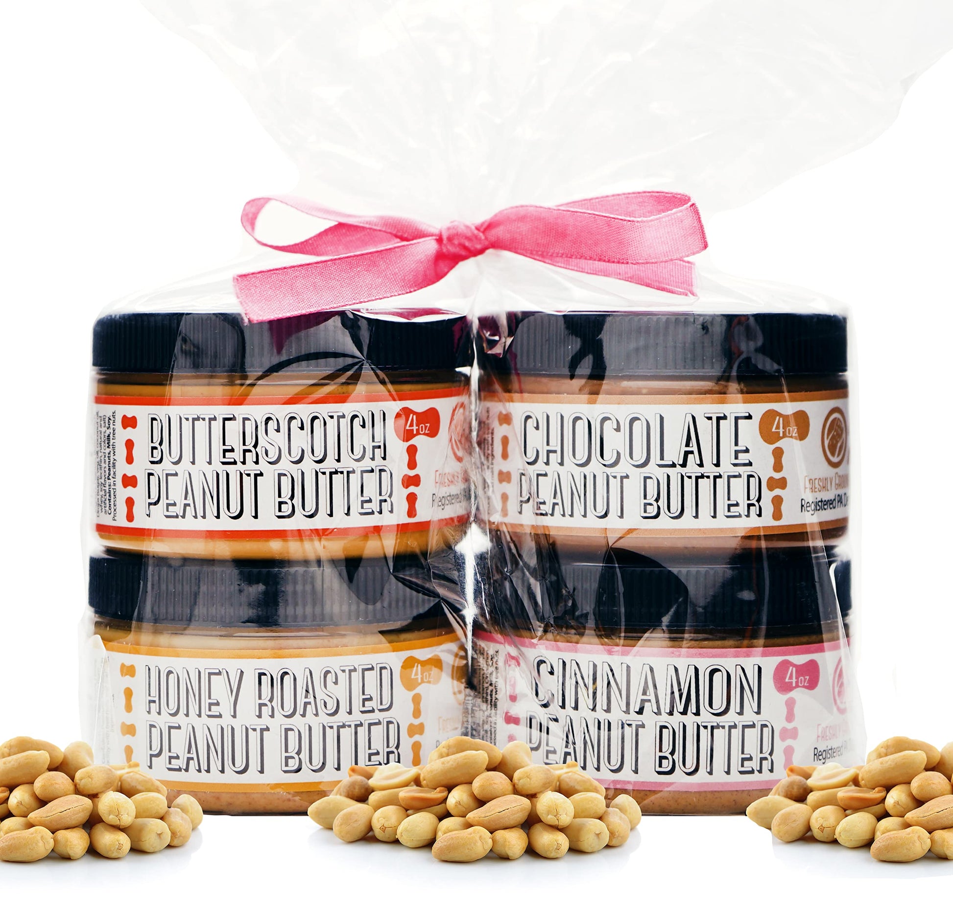 Nutty Novelties Sweet Sampler Peanut Butter Gift Pack - Honey Roasted, Butterscotch, Cinnamon & Chocolate - Crunchy & Healthy Pe