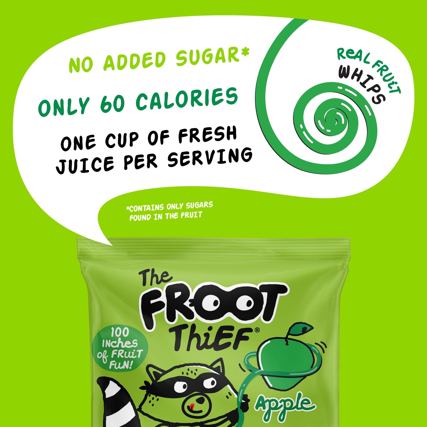 The Froot Thief Real Fruit Snack Whips, Apple, Nut Free, Perfect For School Lunches And Snacks, Individual Bags Kids Snacks, 5 P