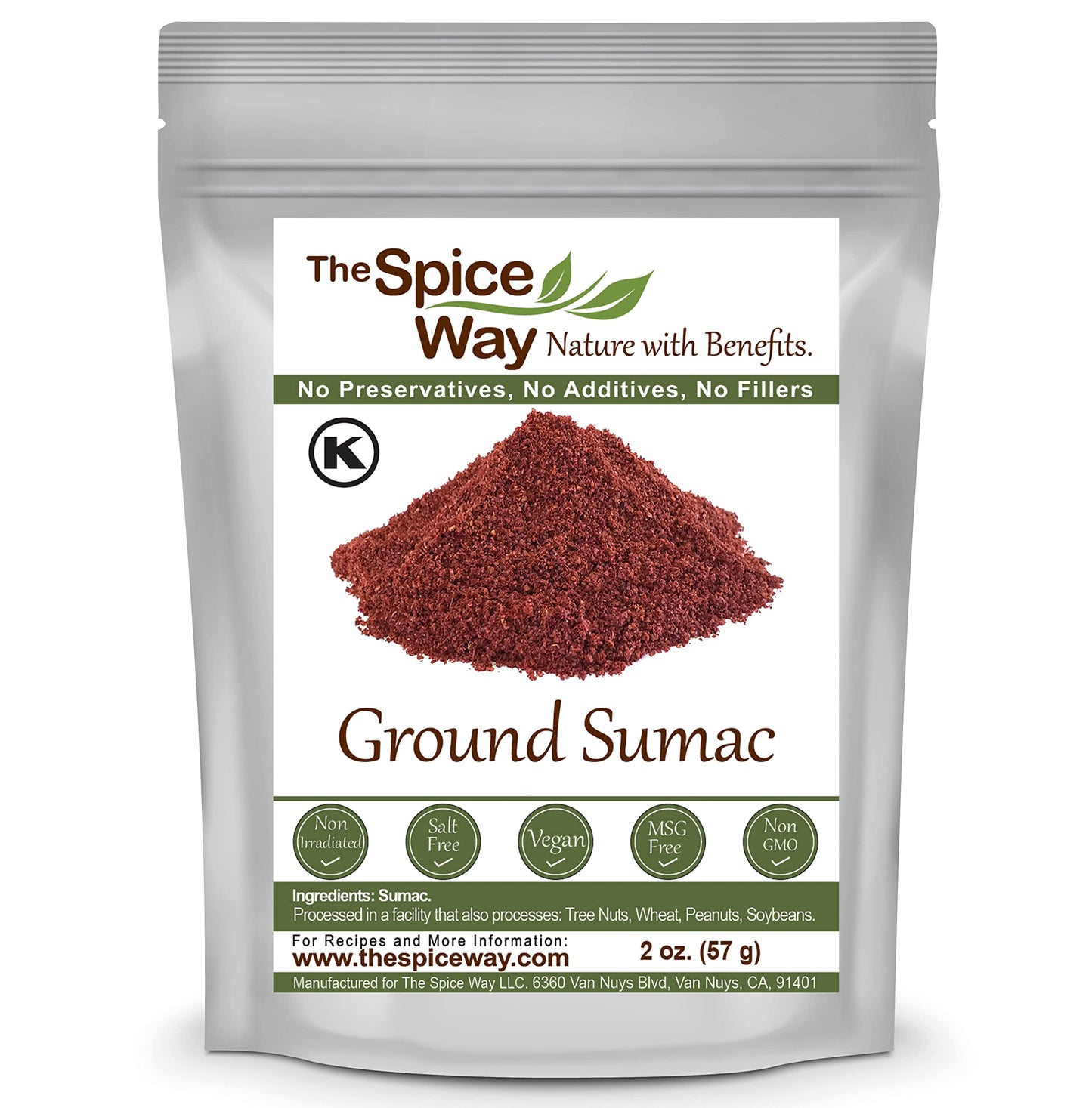 The Spice Way Pure 100% Sumac Spice Seasoning Powder, 2 oz Resealable Bag