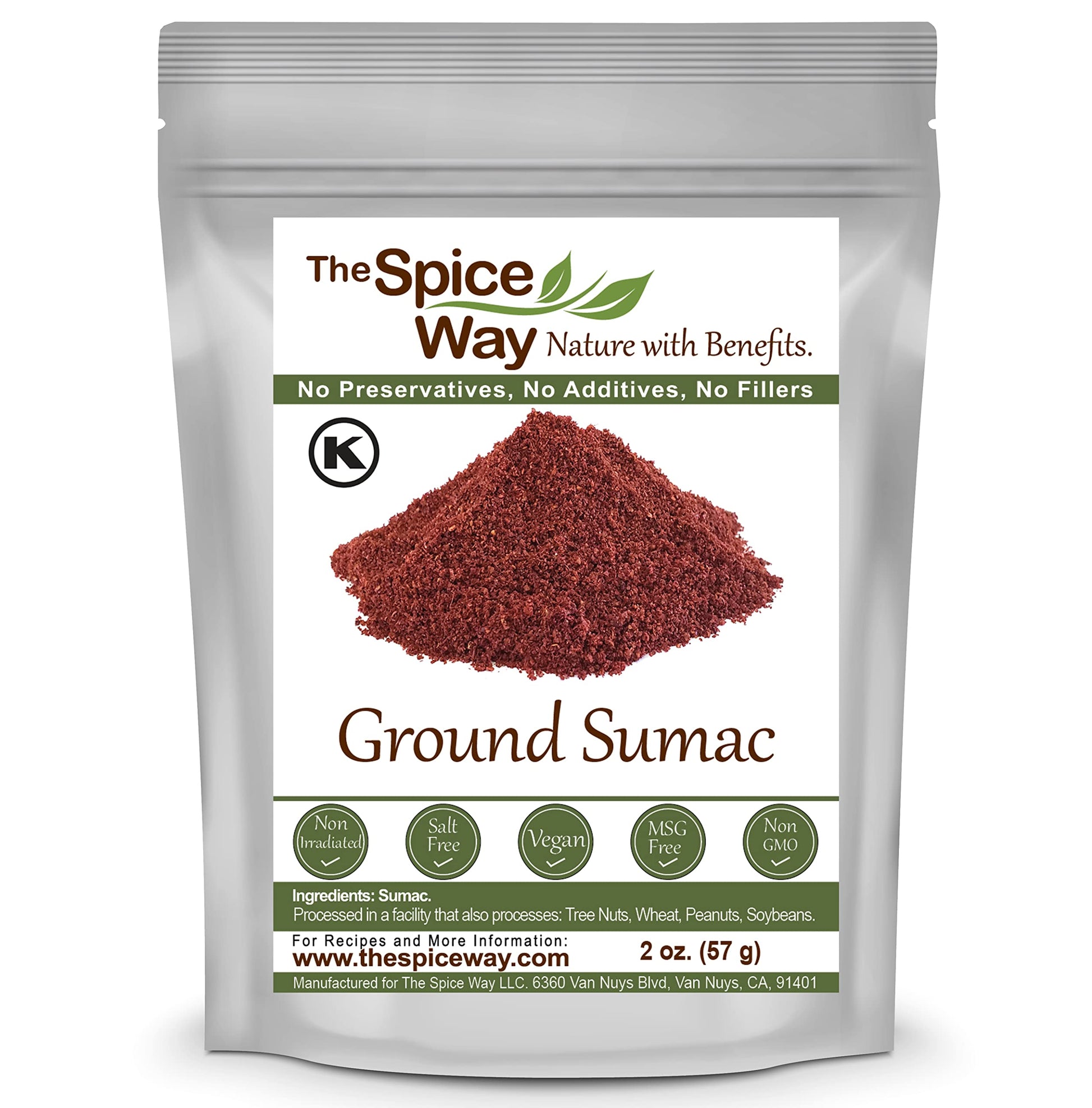 The Spice Way Pure 100% Sumac Spice Seasoning Powder, 2 oz Resealable Bag