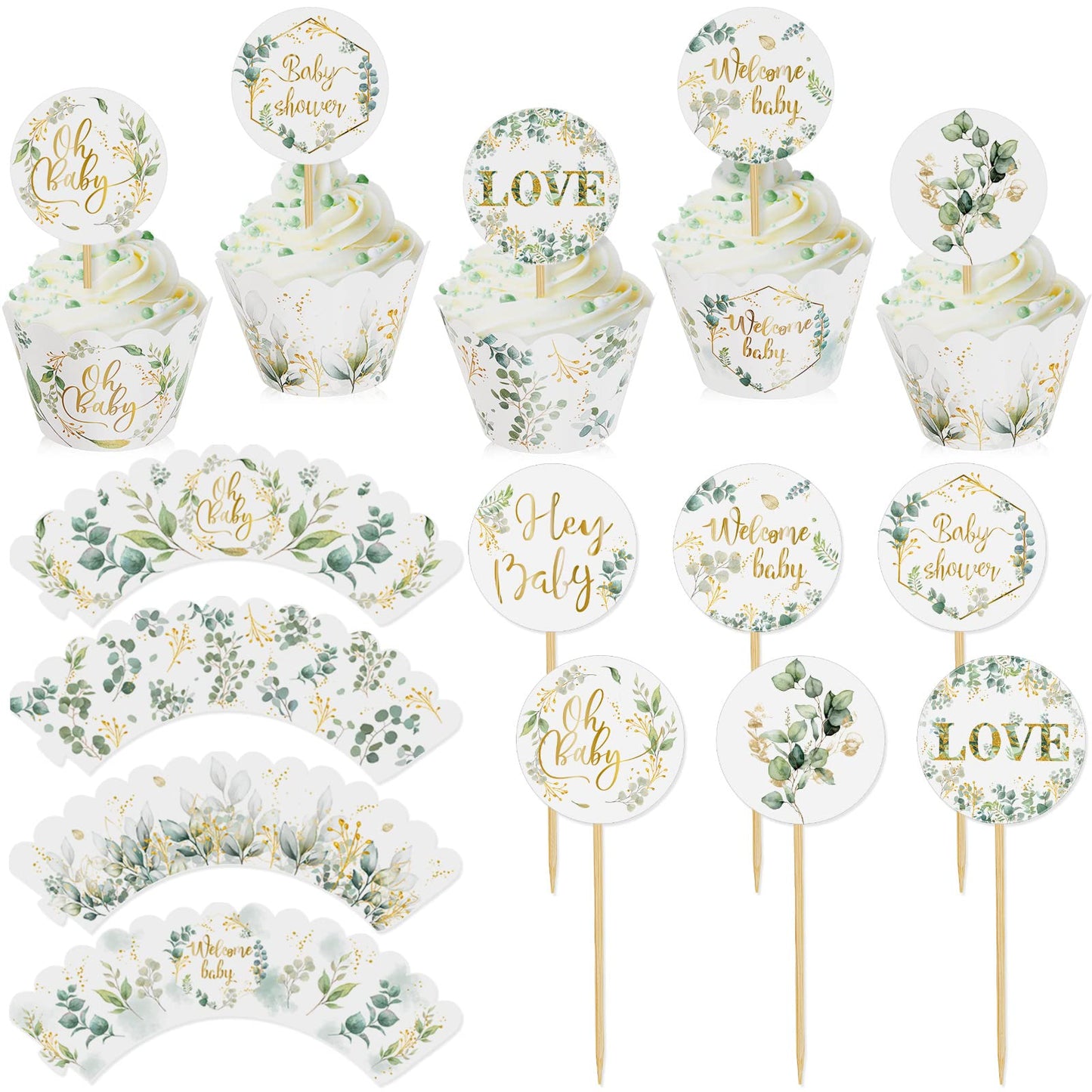 Henoyso 72 Pcs Cupcake Decoration Set Include Cupcake Wrappers And Cupcake Wrapper Toppers Cake Topper For Birthday Party Weddin
