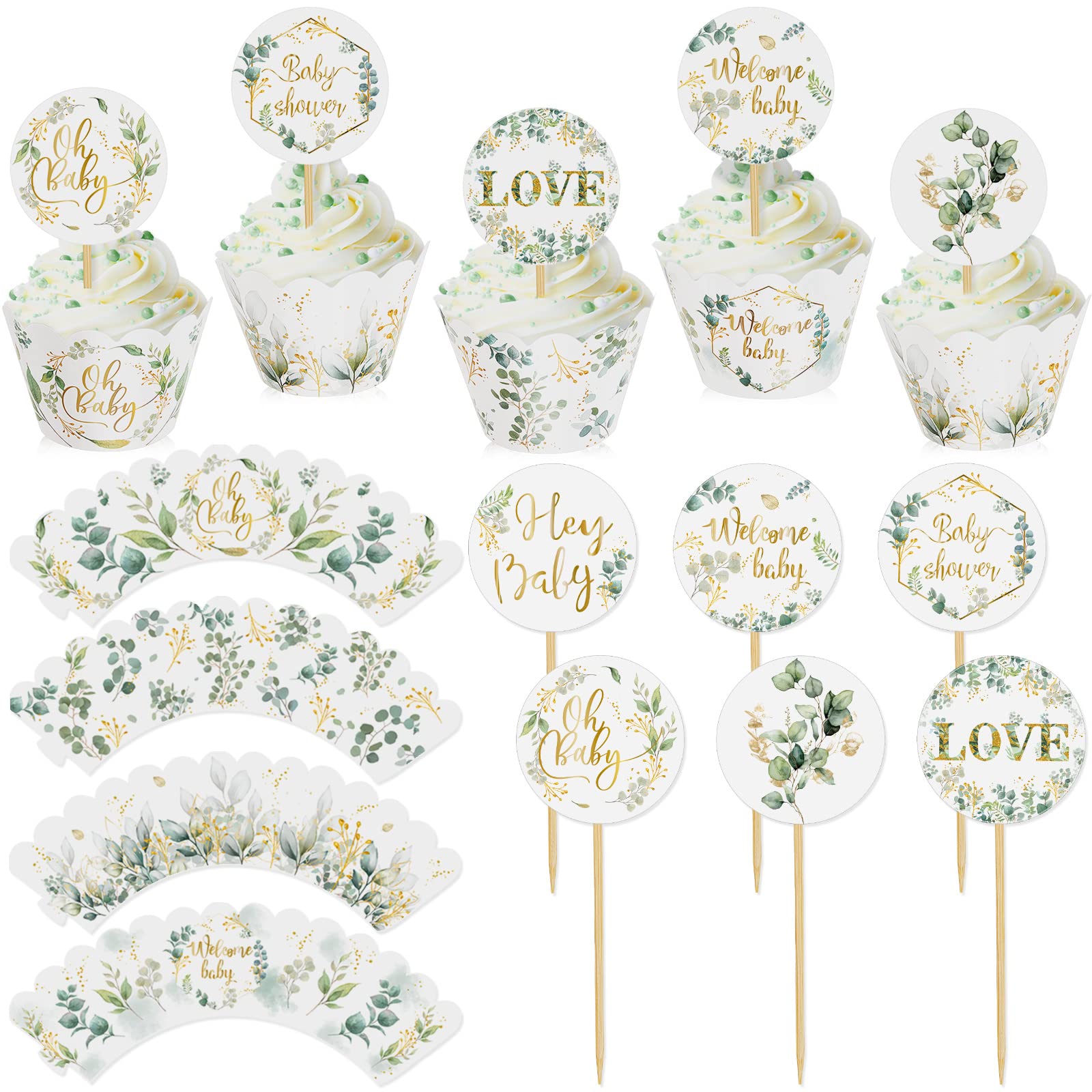 Henoyso 72 Pcs Cupcake Decoration Set Include Cupcake Wrappers And Cupcake Wrapper Toppers Cake Topper For Birthday Party Weddin