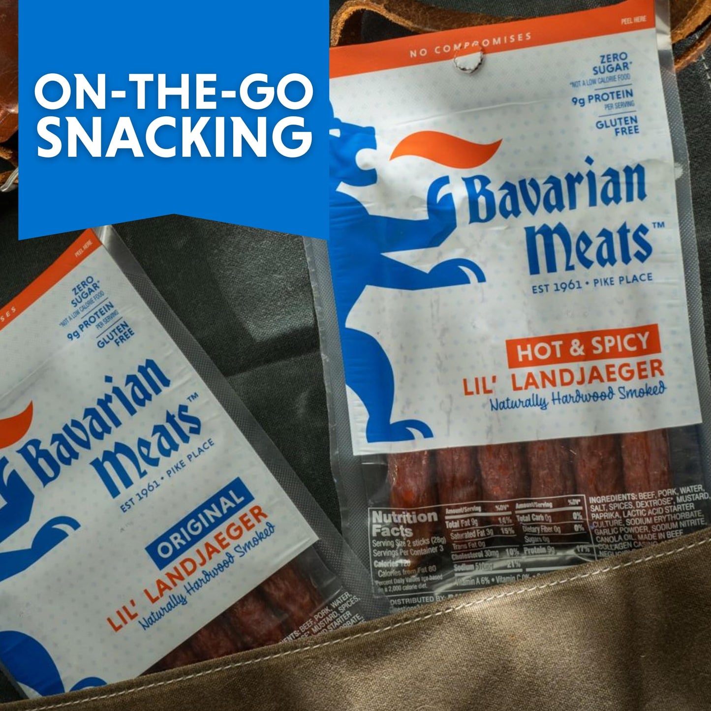 Bavarian Meats Lil Landjaeger Meat Sticks, Smoked Sausage, Gluten Free, Keto Friendly, 3 Ounce (Pack of 6)