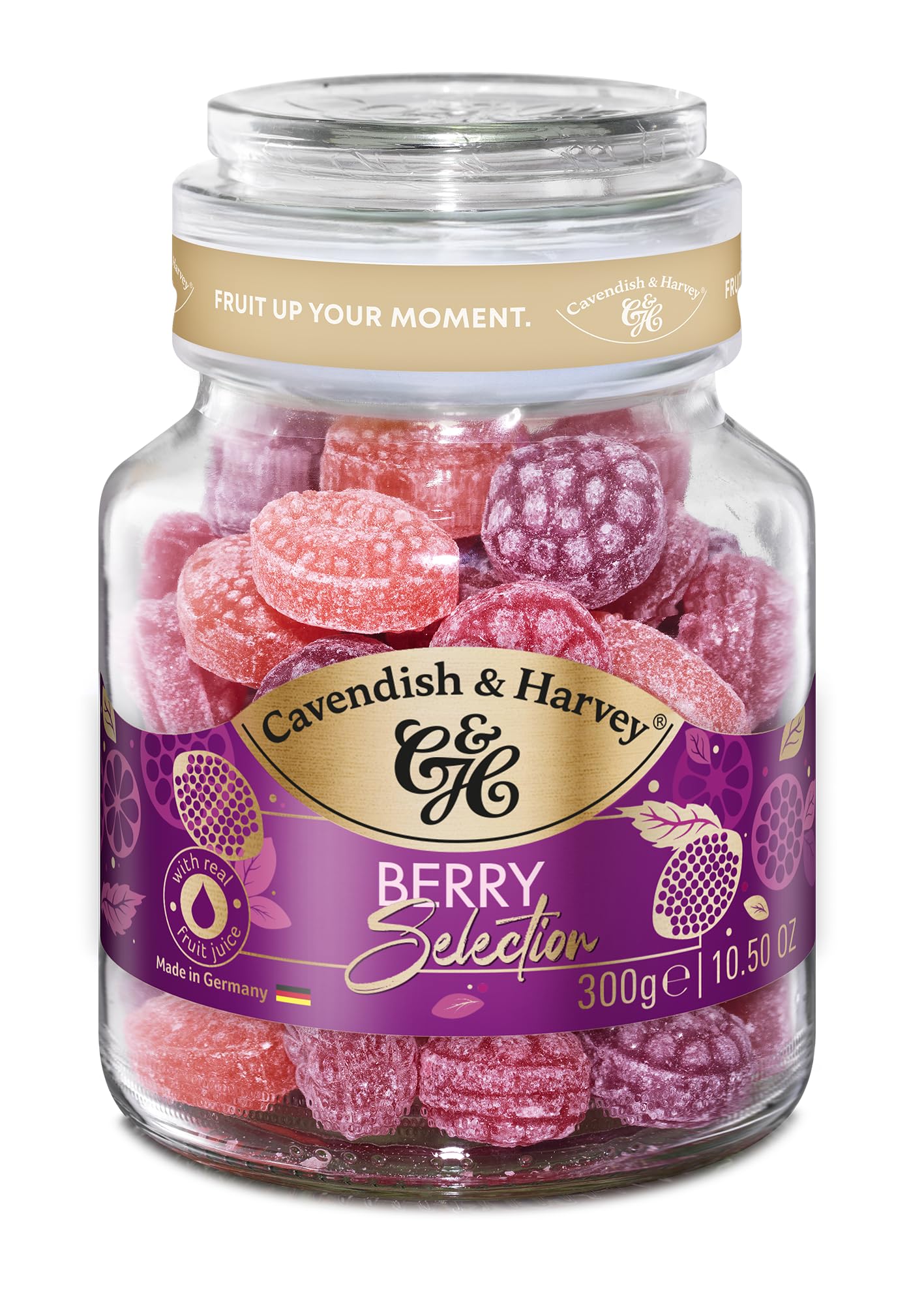 Cavendish & Harvey Mixed Berry Hard Candy Drops, 10.5 Ounce Jar, Red, Model 572014 - 001