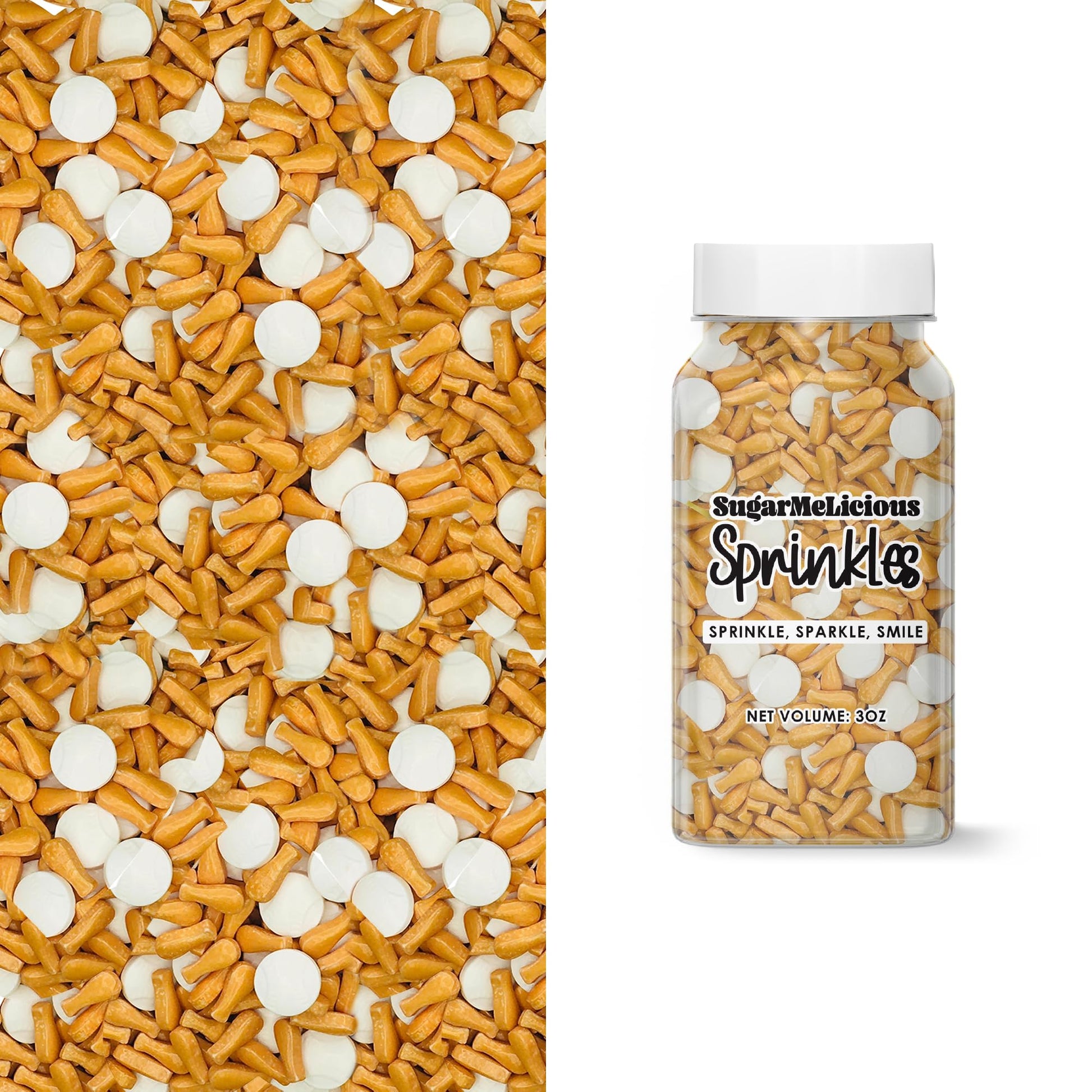 SugarMeLicious Baseball Sprinkles for Decorating Birthday Cakes, Cupcakes, Cookies & Desserts, Gluten-Free (Baseball Bats & Ball