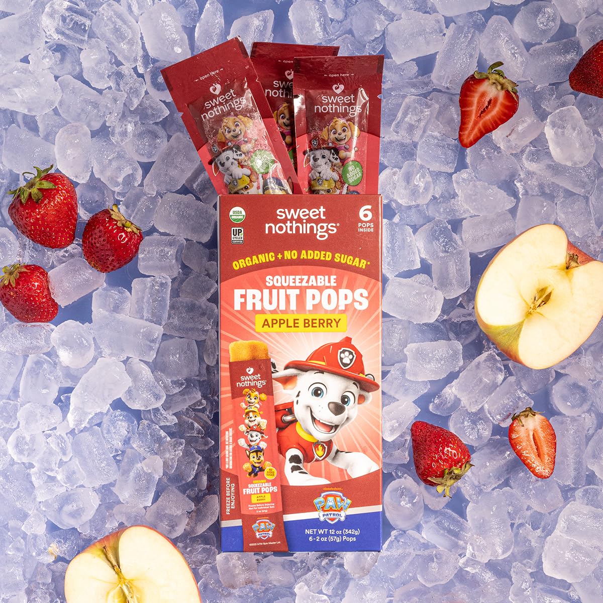 Sweet Nothings, PAW Patrol Multi Pack, USDA Organic Kids Squeezable Super Fruit Popsicle Pops, Value Pack of 24 - Dye-Free, No