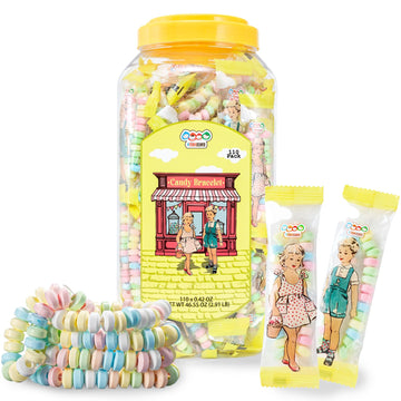Cartwheel Confections 110 Candy Bracelets Individually Wrapped Bulk, Bracelet Candy Jewelry, Pastel Candy For Candy Buffet, Edib