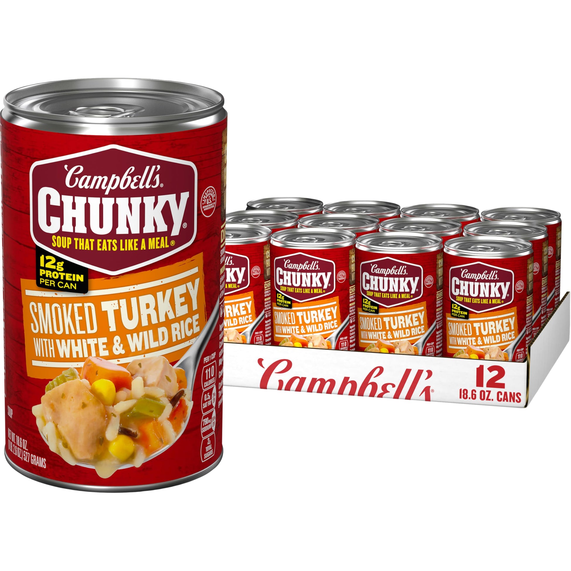 Campbell’s Chunky Soup Smoked Turkey with White and Wild Rice 18.6 Ounce Can (Pack of 12)