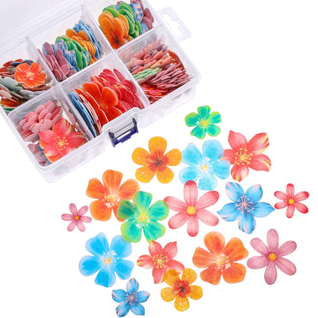 314 Pieces Flowers Cupcake Toppers Wedding Cake Wafer Flowers Cupcake Toppers Birthday Party Food Decoration Mixed Size And Colo