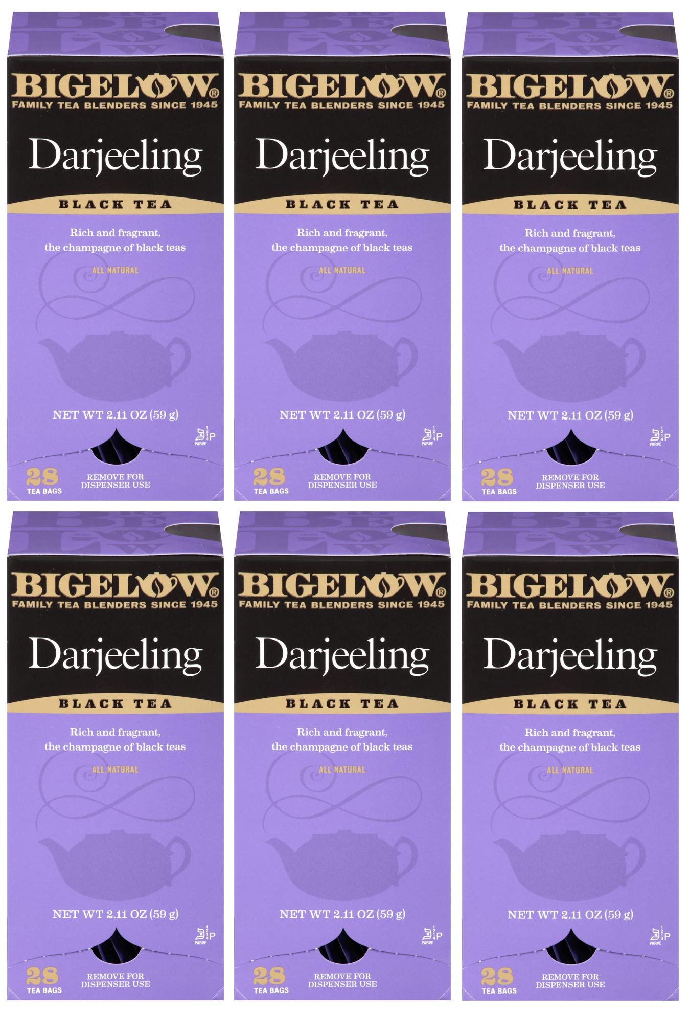 Bigelow Tea Darjeeling Blend Black Tea, Full Caffeine, 28 Count Boxes, Pack of 6