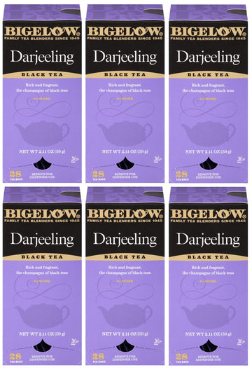 Bigelow Tea Darjeeling Blend Black Tea, Full Caffeine, 28 Count Boxes, Pack of 6