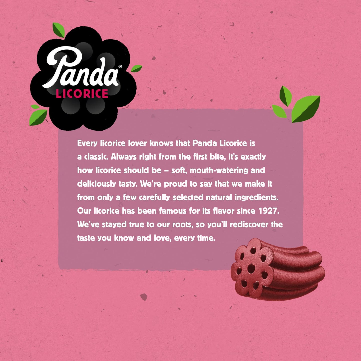 Panda Natural Soft Strawberry Licorice Candy - Non-GMO, Vegan, Fat Free - 32g (1.125 oz) x 20 Bars Pack