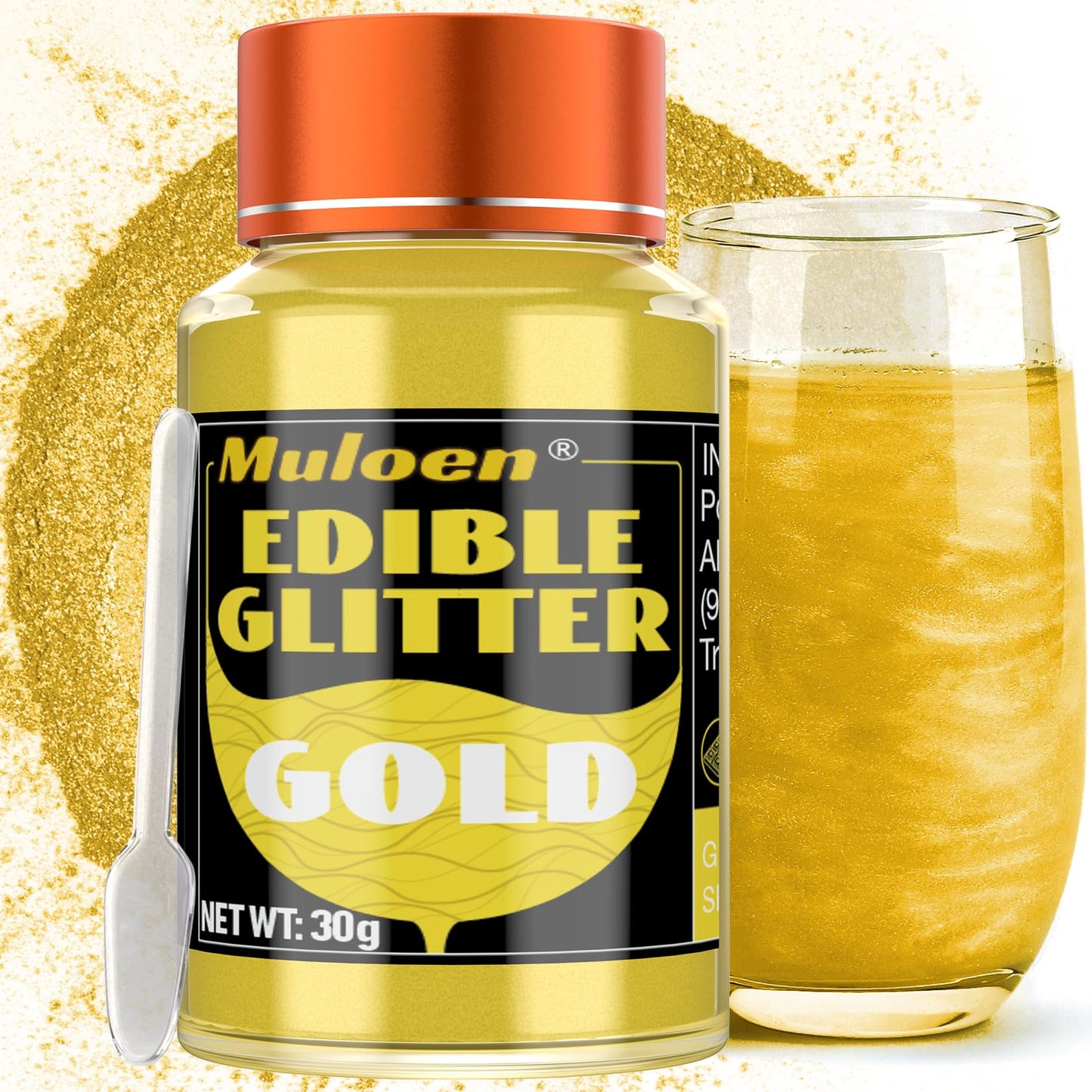 Gold Edible Glitter - 30 Grams 100% Edible Glitter for Drinks, Cake Decorating Supplies, Cookie Decorating Supplies, Strawberrie