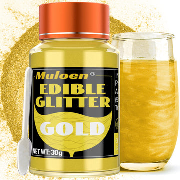 Gold Edible Glitter - 30 Grams 100% Edible Glitter for Drinks, Cake Decorating Supplies, Cookie Decorating Supplies, Strawberrie