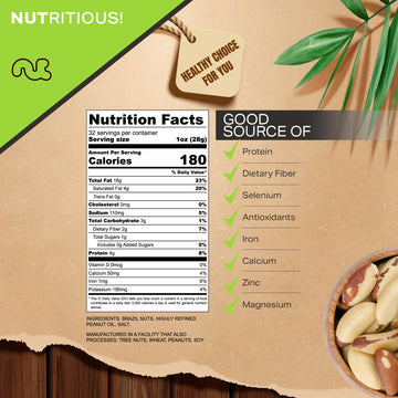 NUT CRAVINGS - Roasted & Salted Broken Brazil Nuts - No Shell, (32oz - 2 LB) Bulk Nuts Packed Fresh in Resealable Bag - Healthy