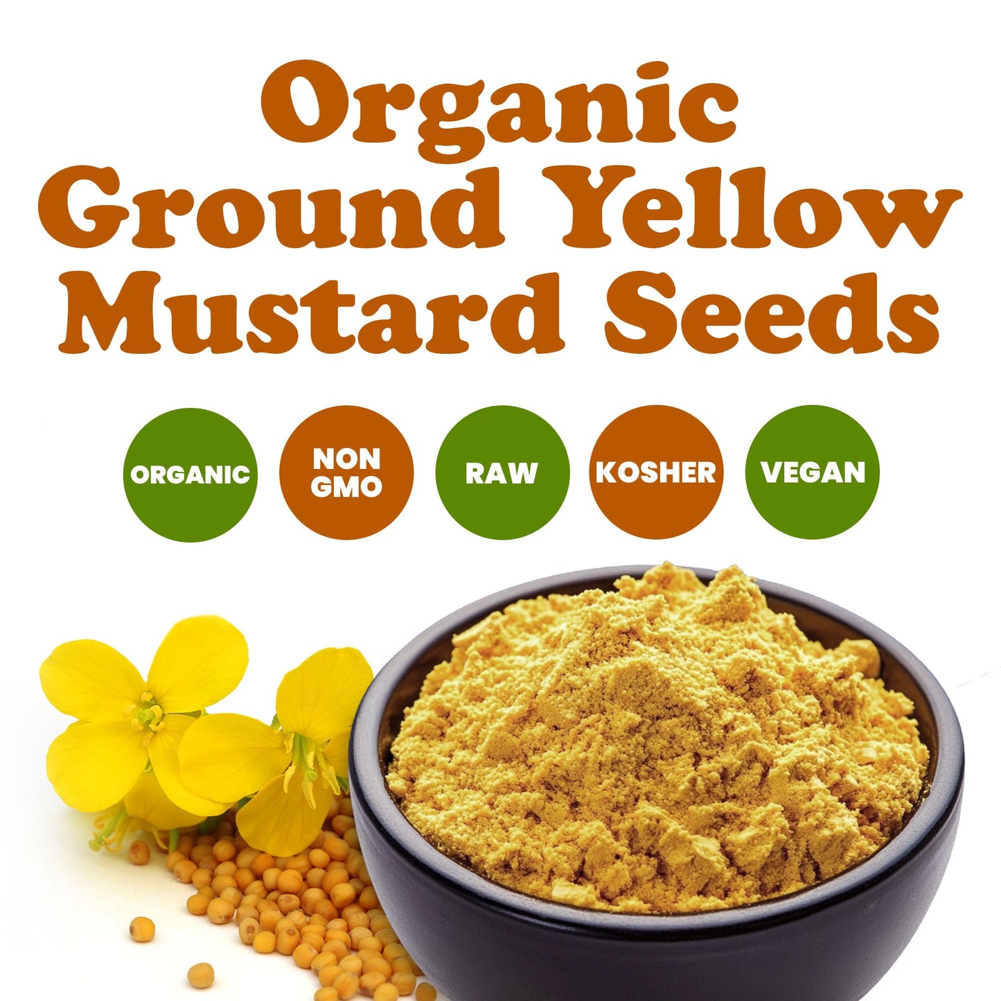 Food To Live Organic Ground Yellow Mustard Seeds, 4 Pounds - All-Natural, Vegan Spice For Flavorful Cooking And Seasoning, Non-G