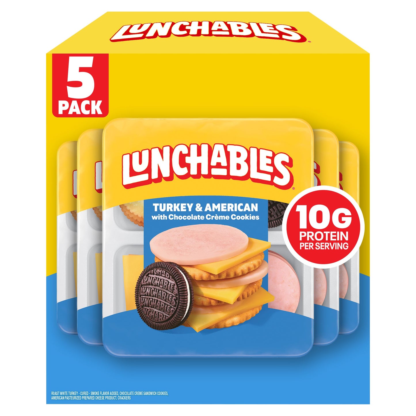 Lunchables Turkey & American with Chocolate Creme Cookies, 5 ct Pack, 3.2 oz Trays