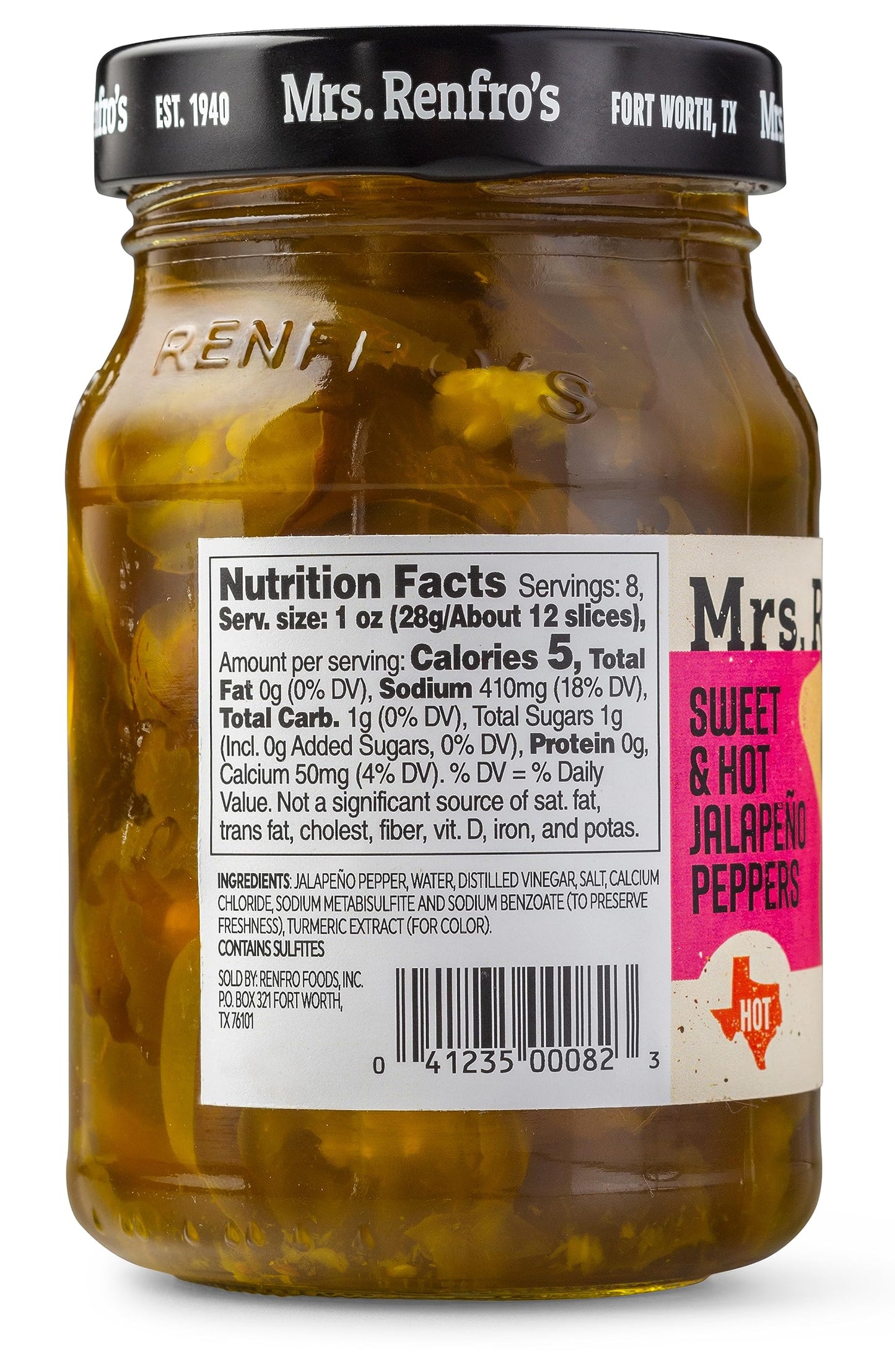 Mrs. Renfro'S Sweet & Hot Jalapeno Peppers, Gluten Free, 16 Oz Jar, Pack Of 4