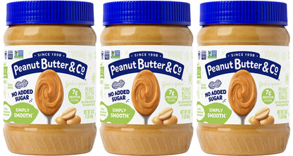 Peanut Butter & Co. Simply Smooth Peanut Butter, Non-Gmo Project Verified, Gluten Free, Vegan, 16 Oz, Pack of 3, 48 oz. Value Pa