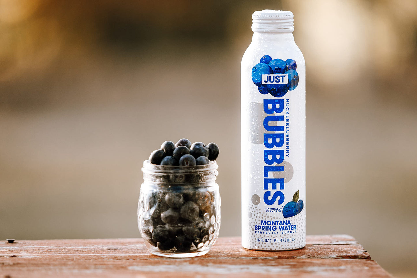 Just Bubbles Huckleblueberry - Pure Premium Sparkling Spring Water In A Fully Recyclable Reusable Eco-Friendly Bottle - 100% Mou