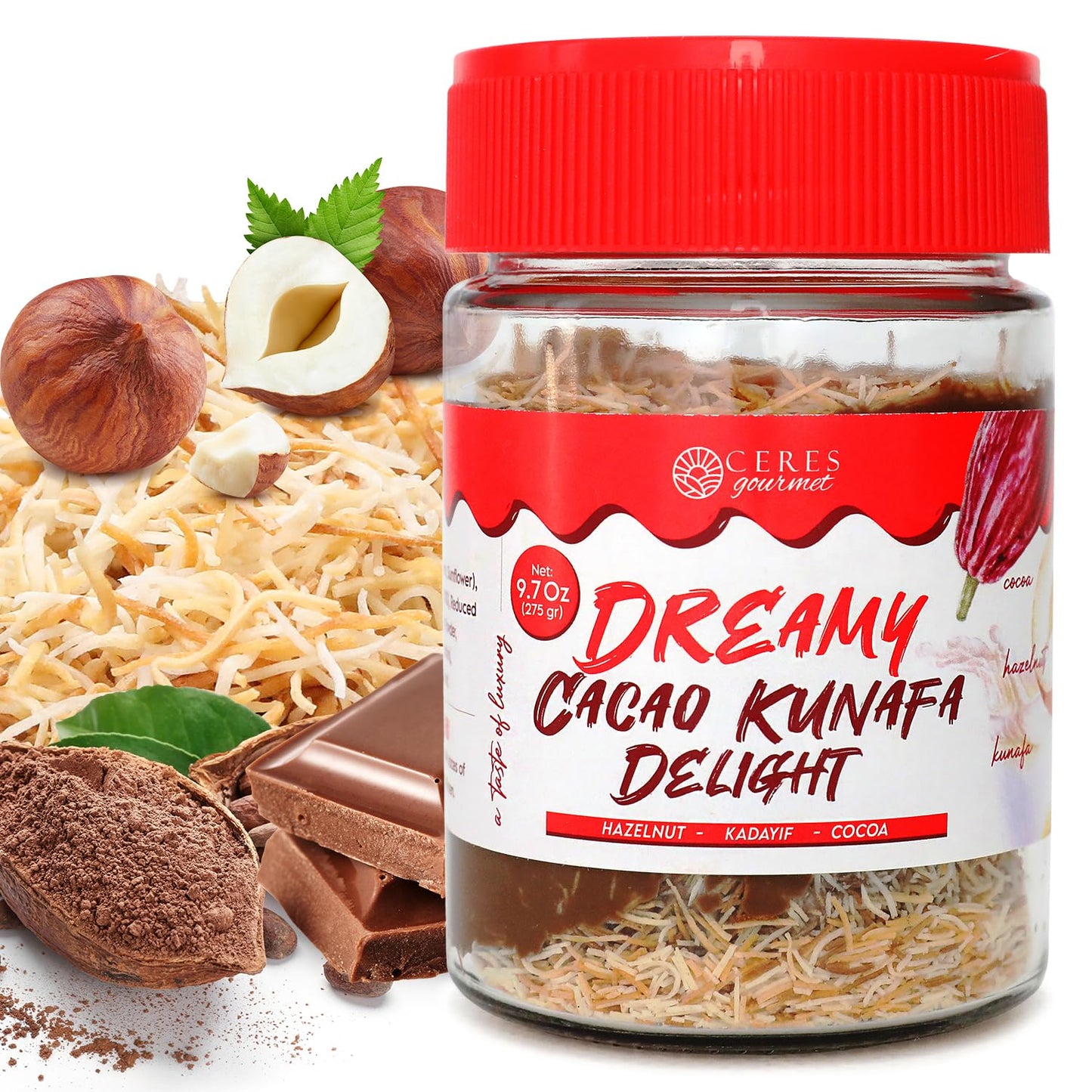 Ceres Gourmet Spreadable Chocolate - Hazelnut & Knafeh - 10 oz
