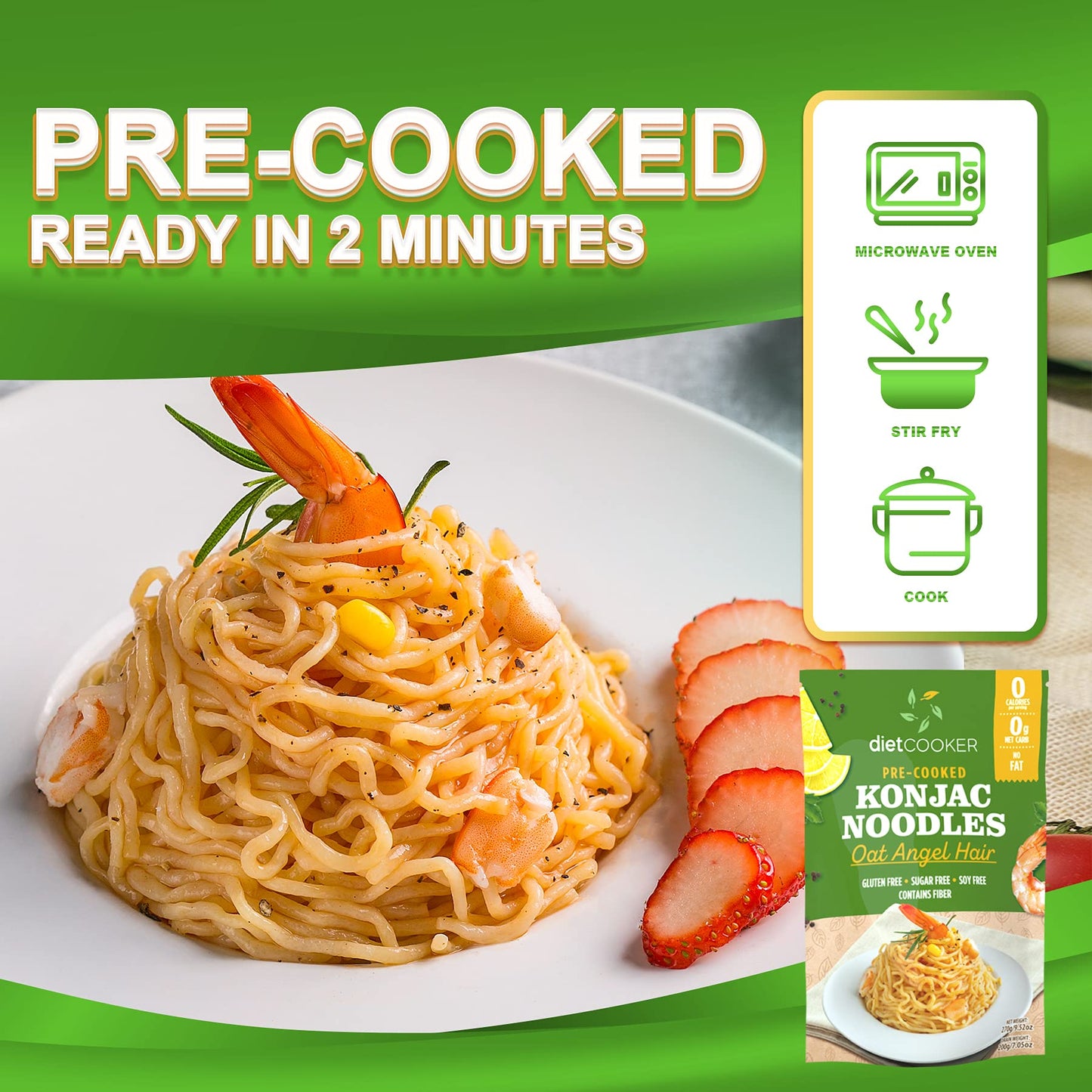 DIET COOKER Konjac Noodles, Keto & Vegan Friendly, Low Calorie Pasta, 9.52 Ounce (Pack of 6)