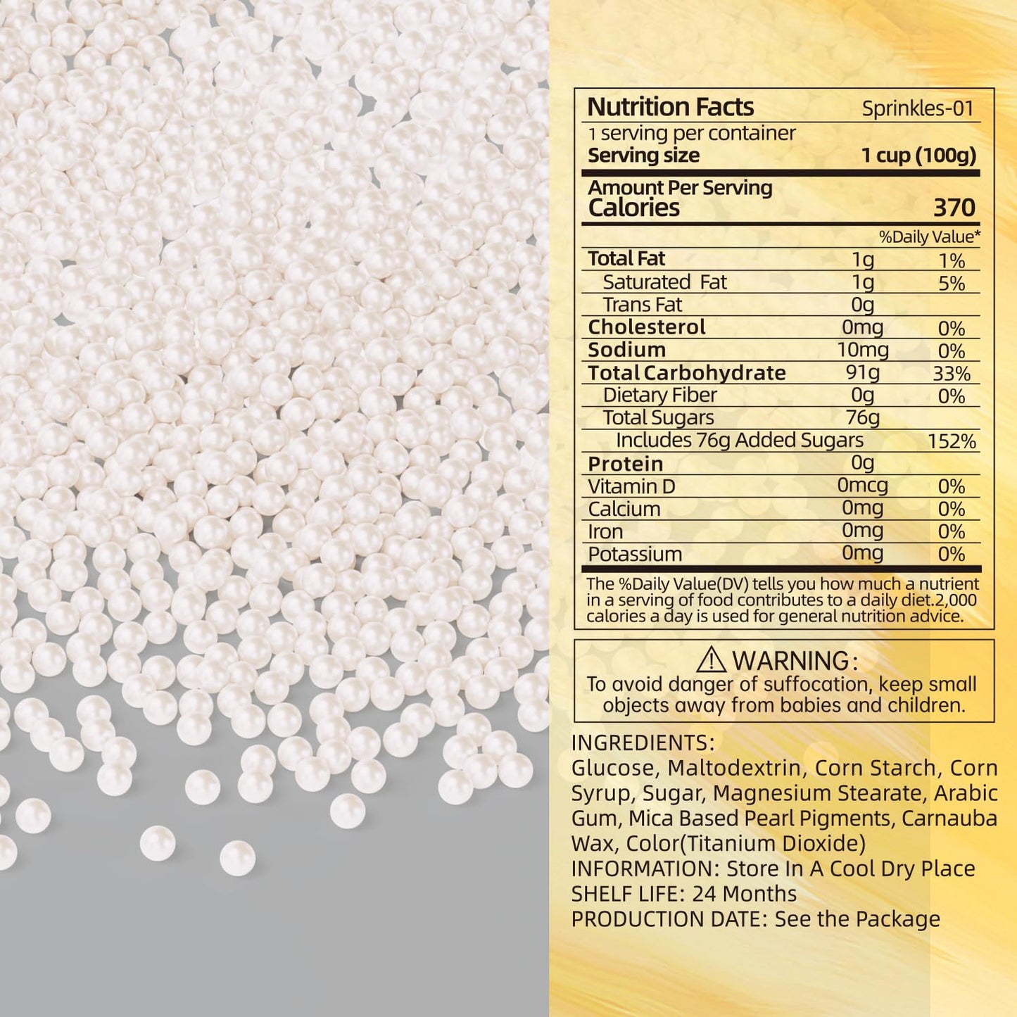 Bayep Edible Pearls For Cake Decorating 4Mm White Sprinkles For Cookies, Baking, Ice Cream, Cupcake Topper Pearl Sprinkles Perfe