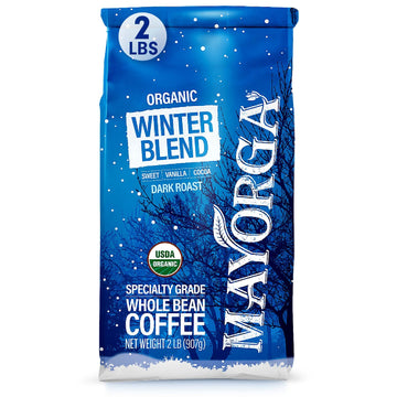 Mayorga Seasonal Dark Roast Coffee, 2 lb bag - Winter Blend Coffee Roast - 100% Arabica Whole Coffee Beans - Bold & Smooth Organ