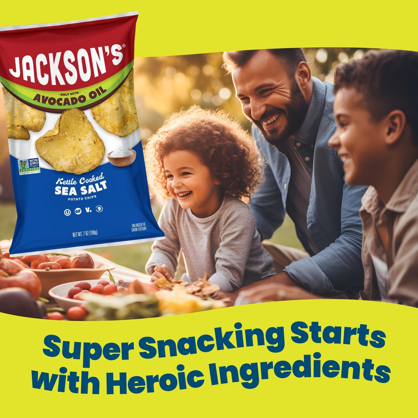 Jacksons Potato Kettle Chips, Sea Salt, 7oz (Pack of 6), Gluten Free, Vegan, Kosher