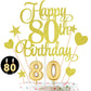 HOGRTi 80th Birthday Cake Decorations Set, Gold Series, Includes Cake Toppers, Candles, and Cupcake Picks
