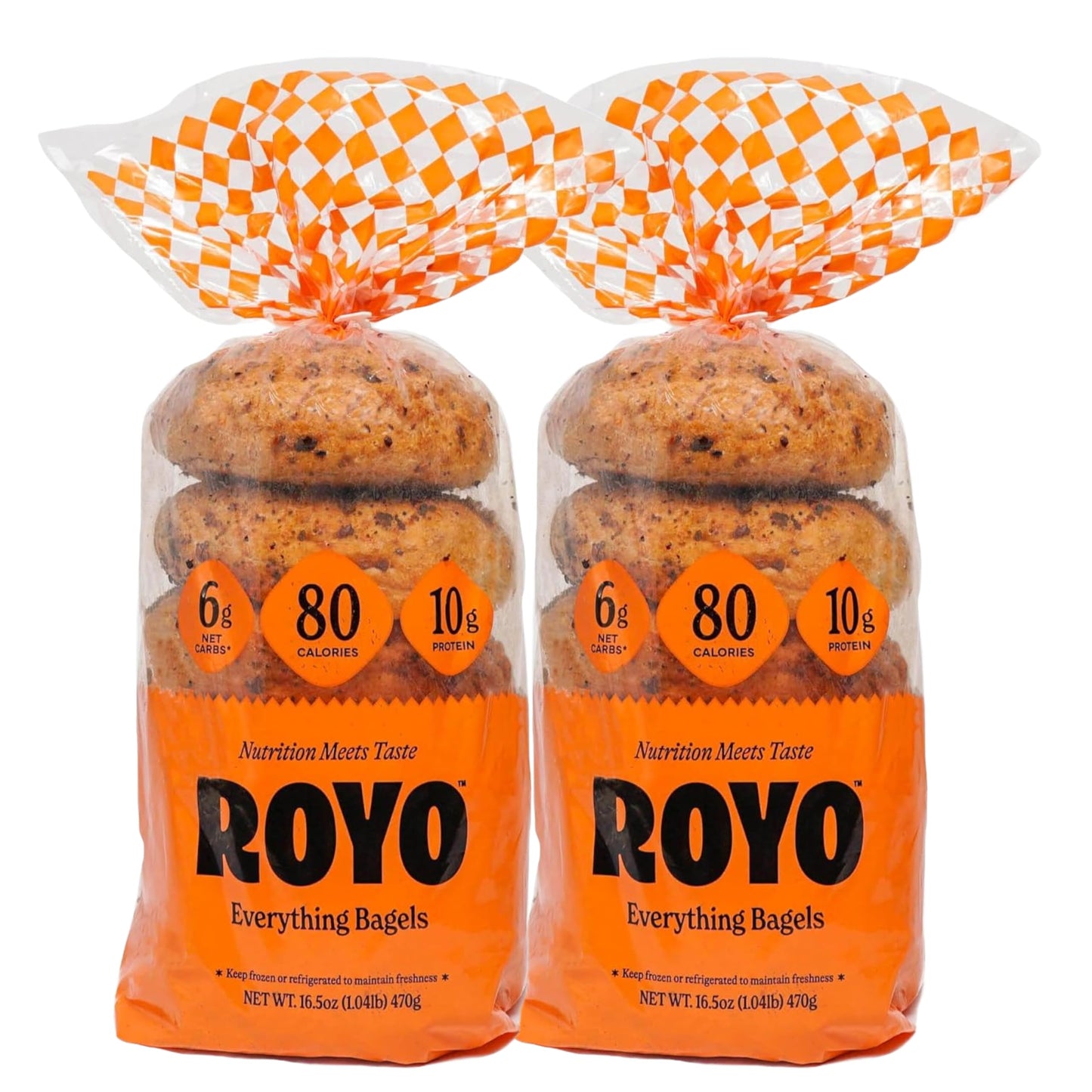 ROYO BREAD CO. NON-Assorted 2-Pack Low Carb Artisan Bread and Bagels  30-80 Calories (Everything Bagels)
