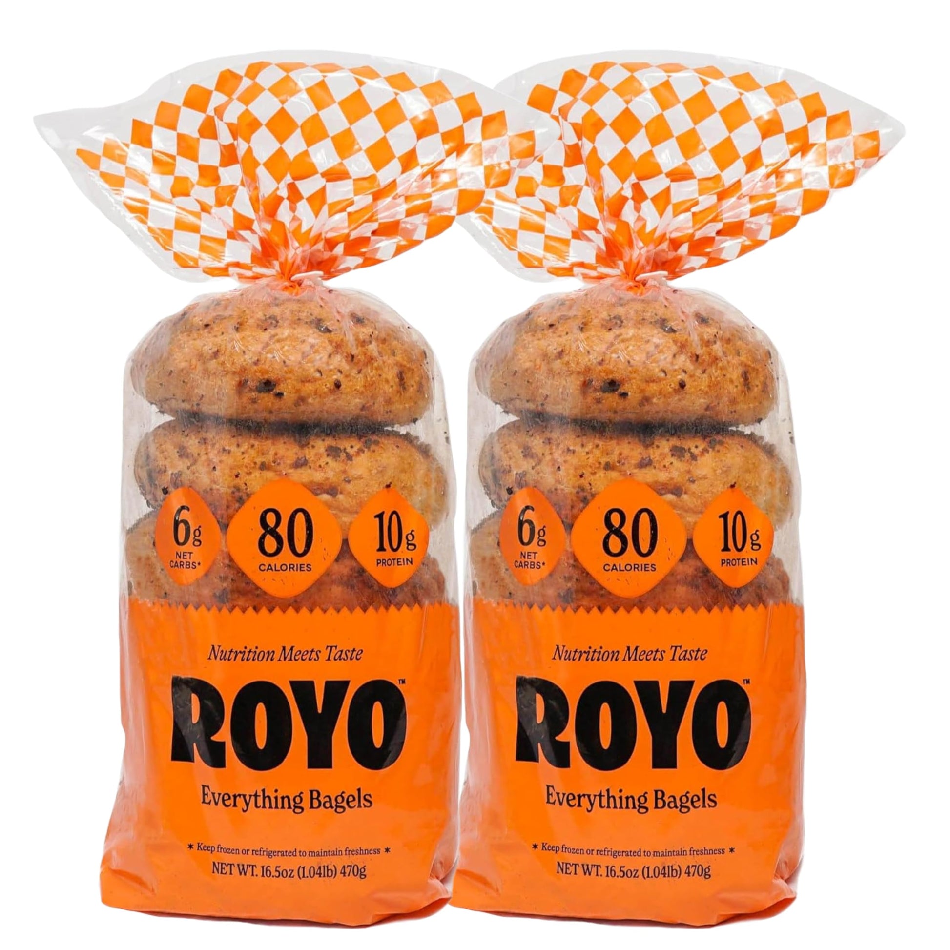 ROYO BREAD CO. NON-Assorted 2-Pack Low Carb Artisan Bread and Bagels  30-80 Calories (Everything Bagels)