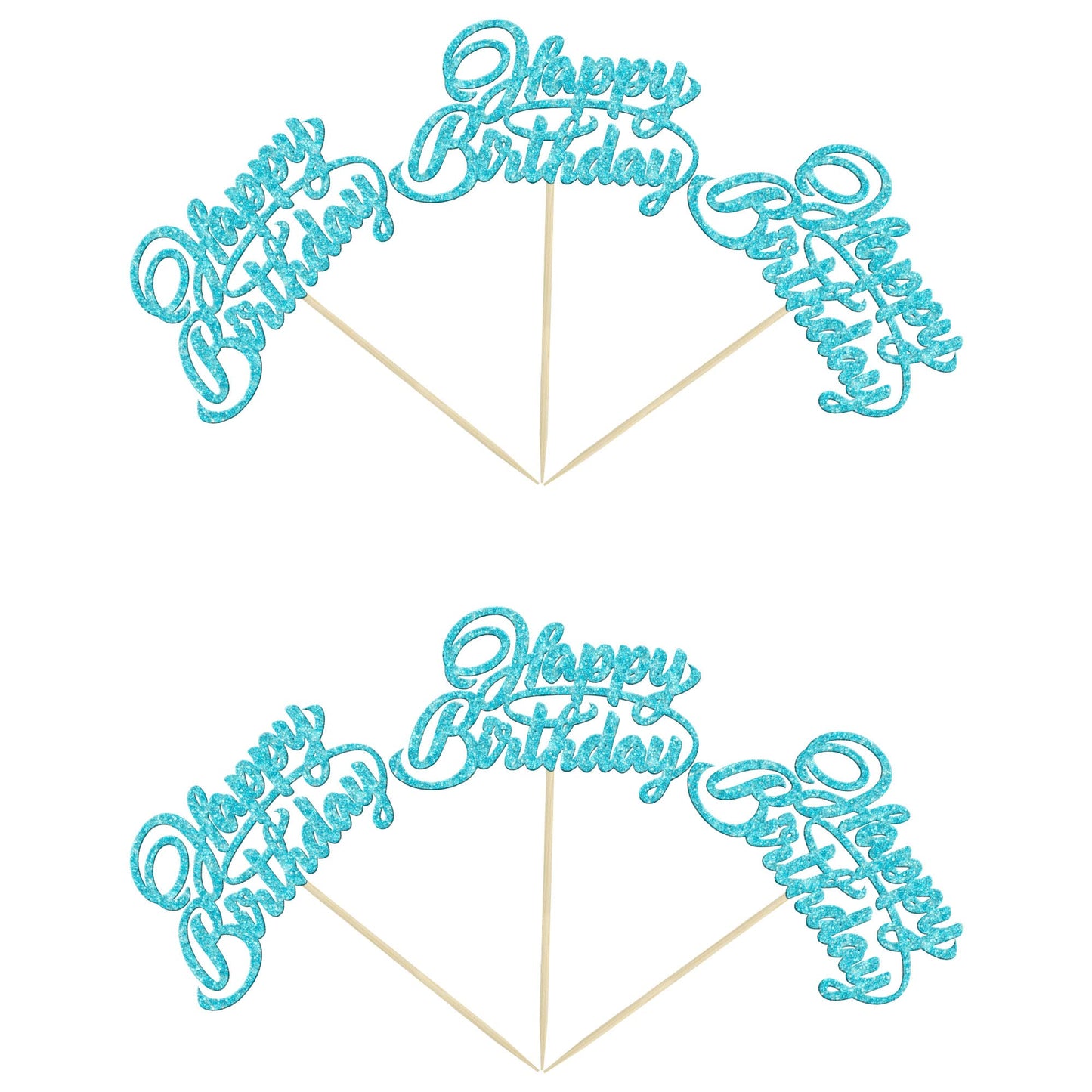 24Pcs Happy Birthday Cupcake Toppers Glitter Birthday Cupcake Picks For Celebrating Baby Shower Kids Birthday Anniversary Party