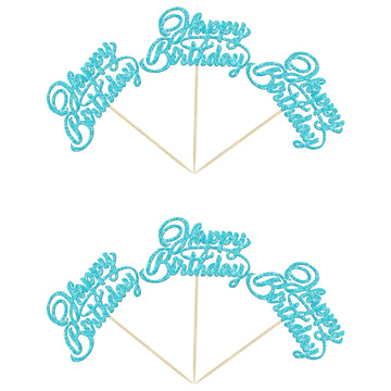 24Pcs Happy Birthday Cupcake Toppers Glitter Birthday Cupcake Picks For Celebrating Baby Shower Kids Birthday Anniversary Party