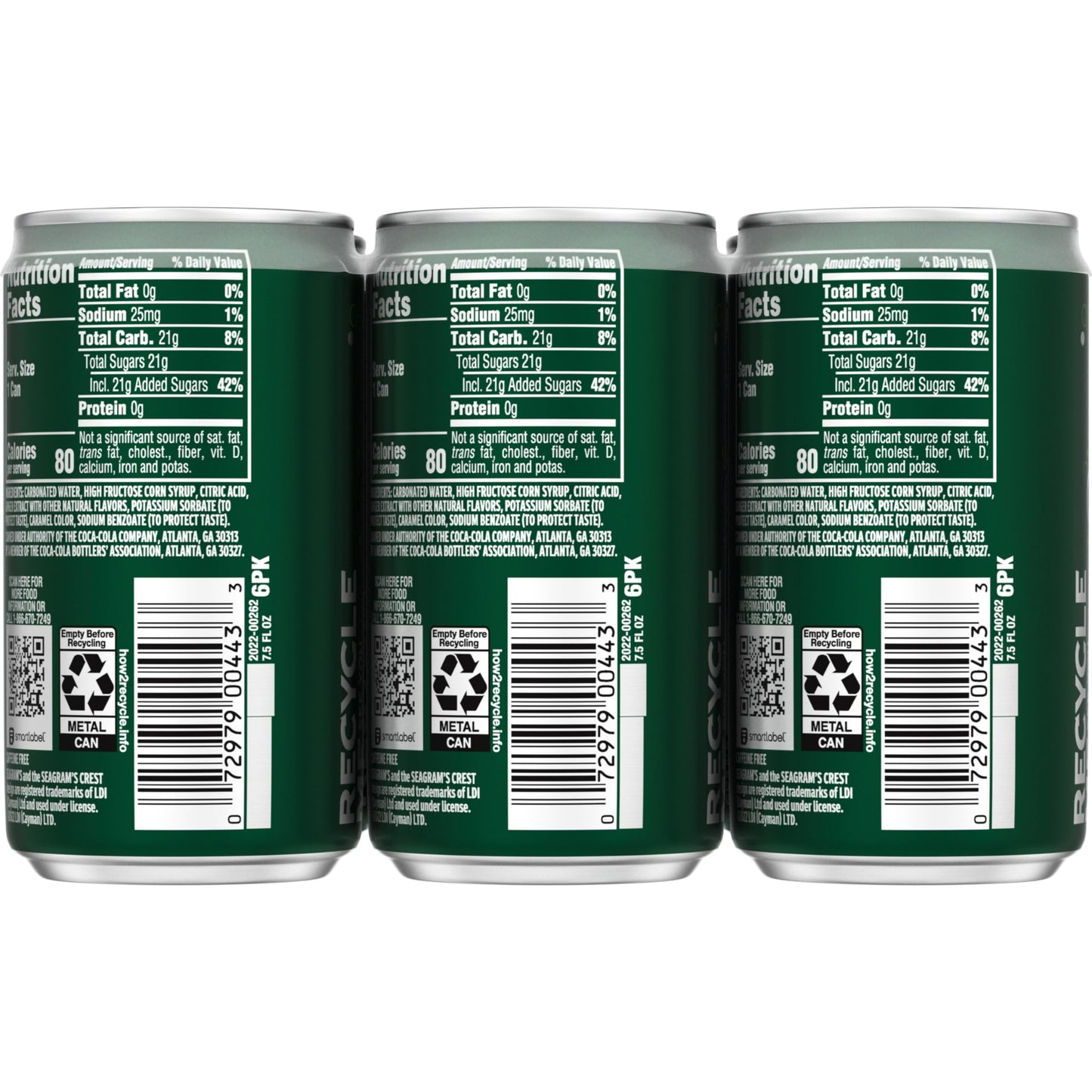 Seagrams Ginger Ale  7.5 fl oz  6 Count