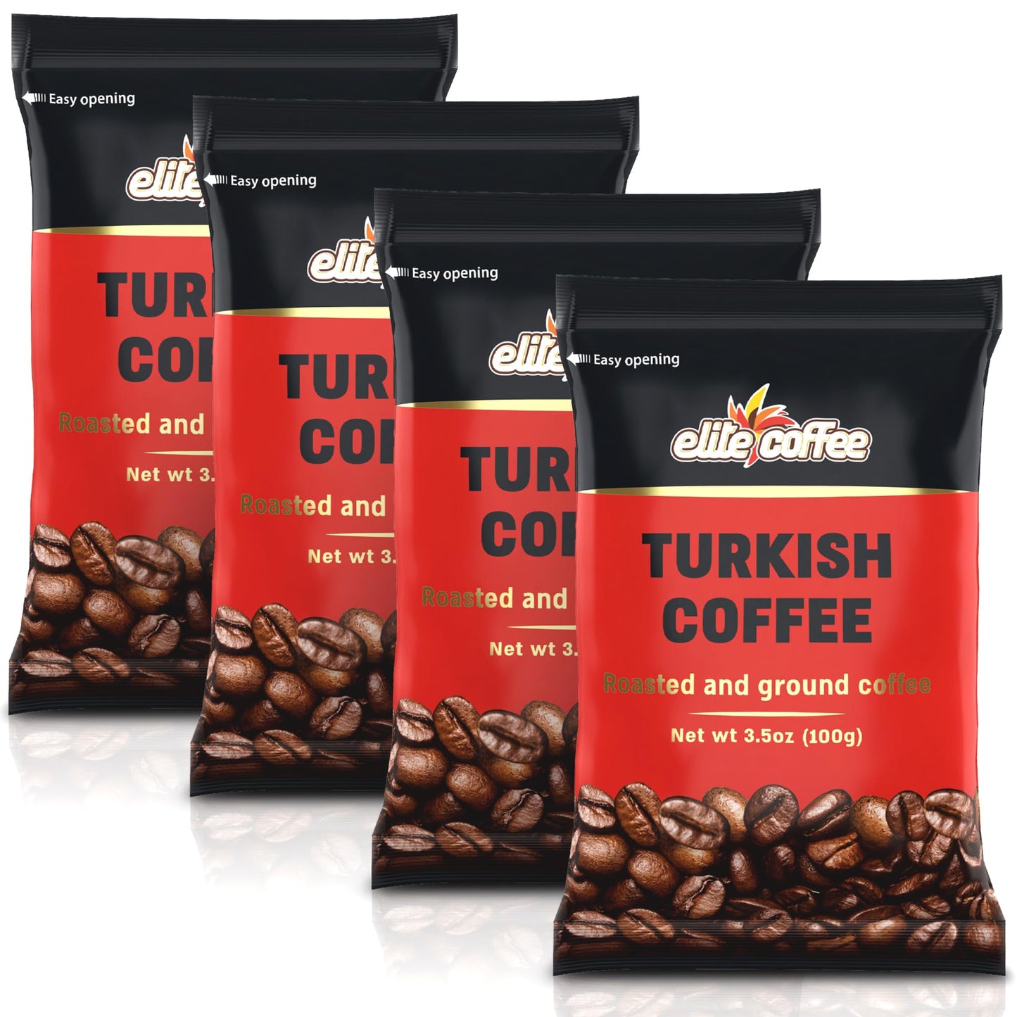 Elite Roasted & Ground Turkish Coffee 3.5Oz Bag (4 Pack)