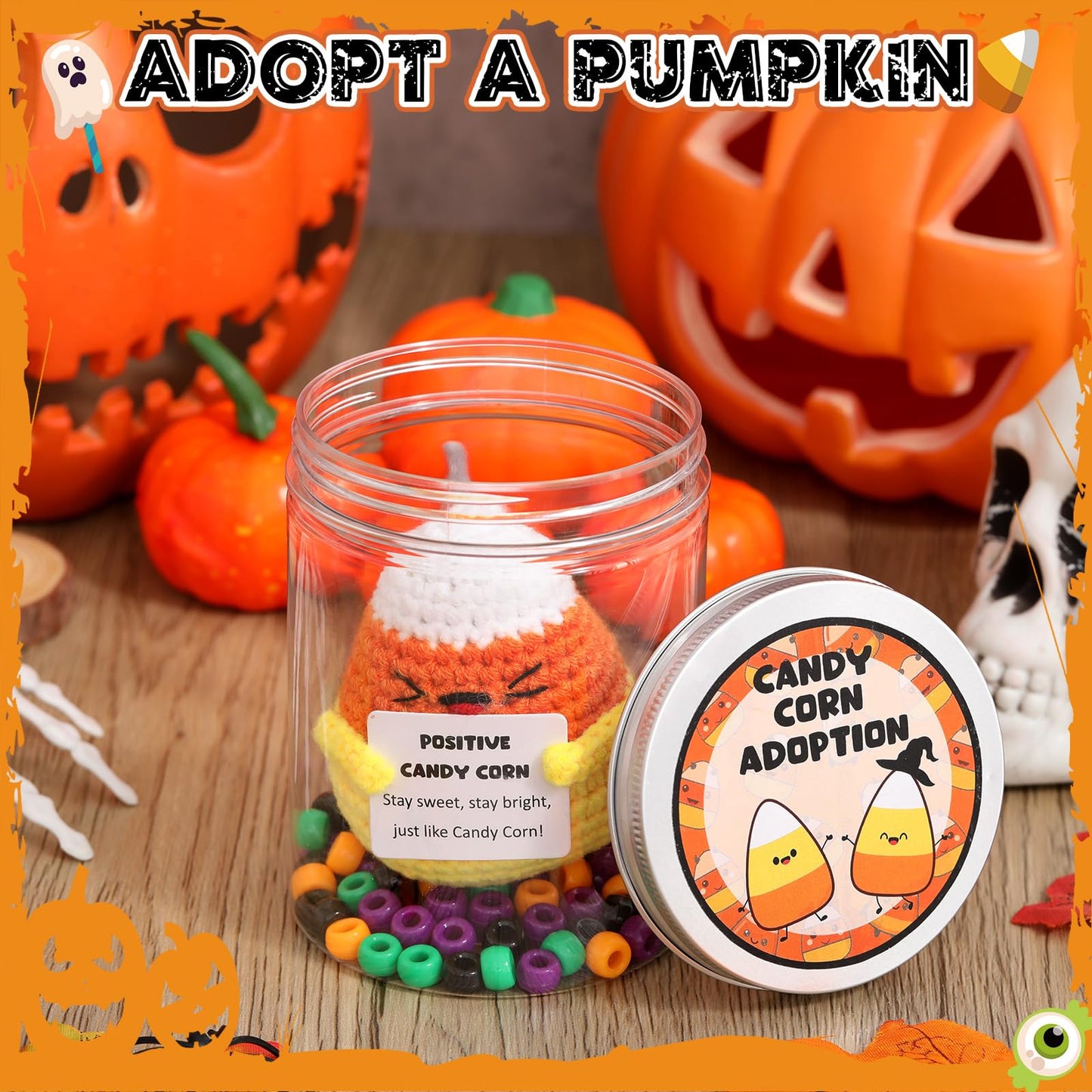 Suncalla Halloween Boo Basket Stuffers Adopt Candy Corn Positive Halloween Crochet Gift Handmade Knitting Candy Corn Doll Gift f
