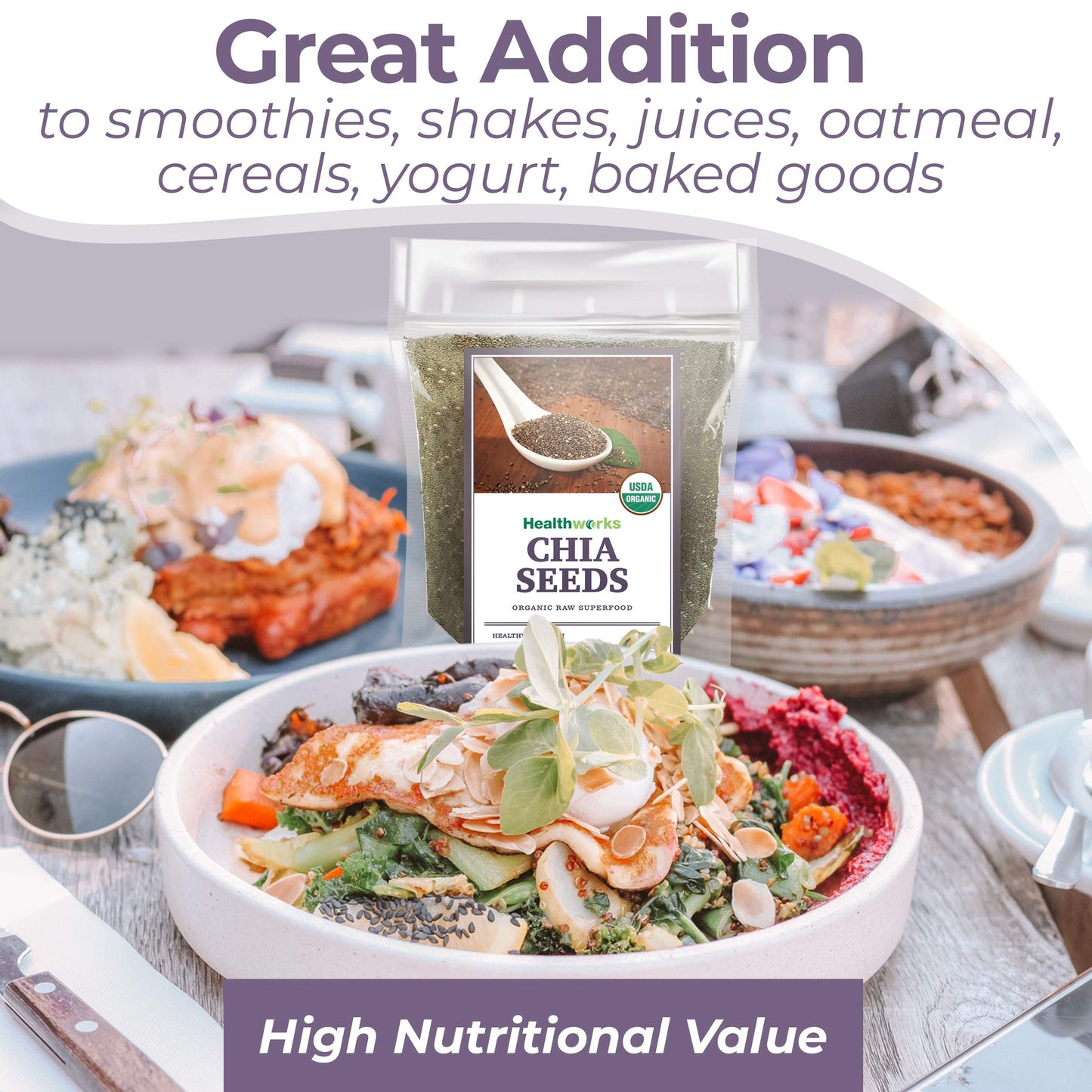 Healthworks Chia Seeds Raw (32 Ounces / 2 Pounds) | Premium & All-Natural | Contains Omega 3, Fiber & Protein | Great With Shakes, Smoothies & Oatmeal