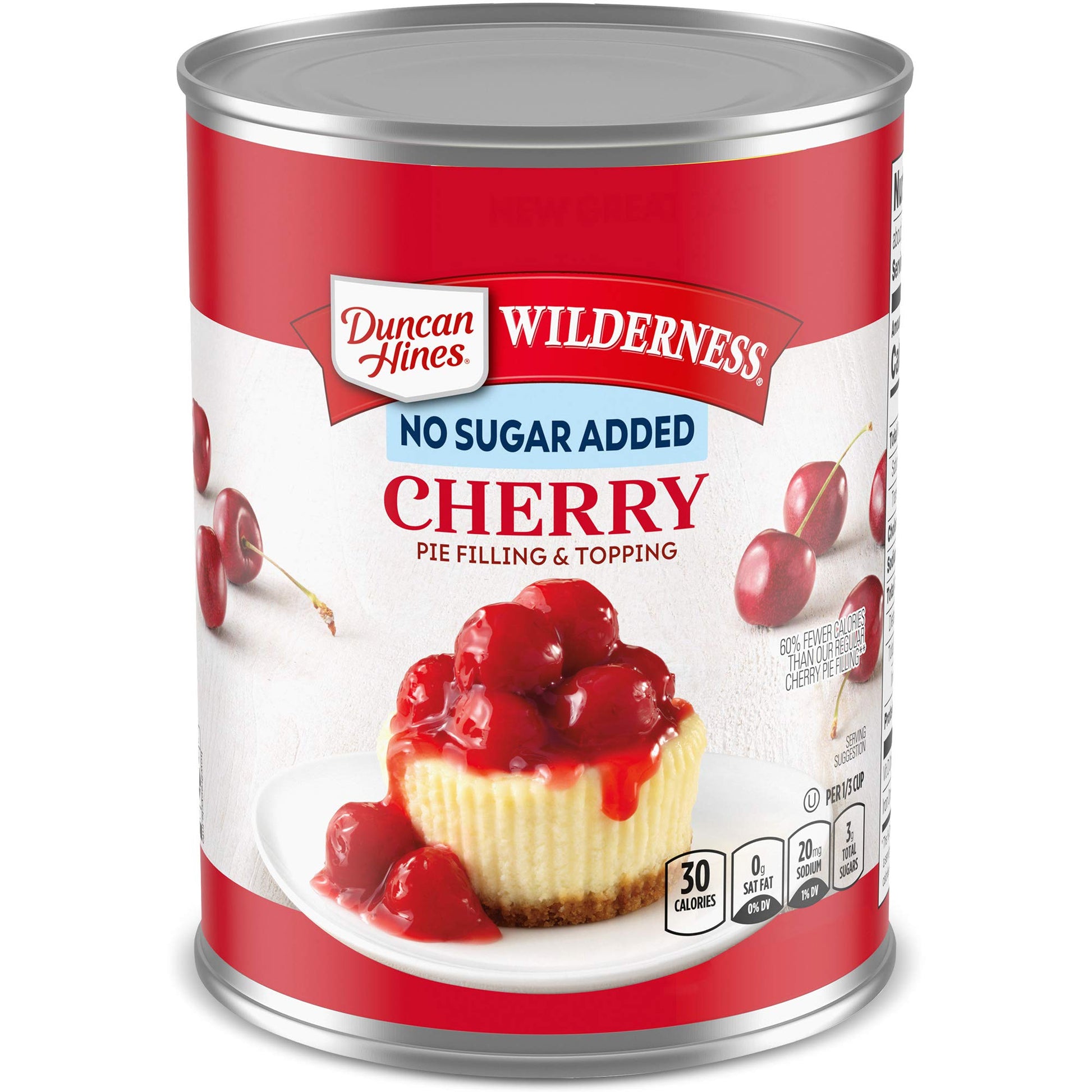Duncan Hines Wilderness No Sugar Added Pie Filling And Topping, Cherry, 20 Ounce