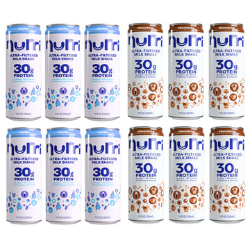 Nurri Ultra-Filtered Protein Shake, 6 Count Vanilla & 6 Count Chocolate Flavors, 30g Protein, 11 Fl Oz Cans, Total12 Pack
