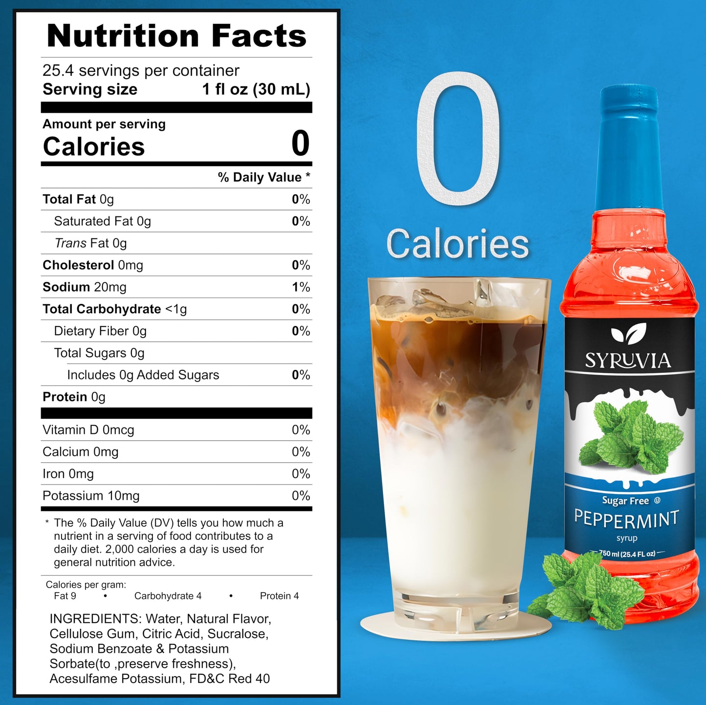 Syruvia Sugar Free Peppermint Syrup for Coffee 25.4 fl oz