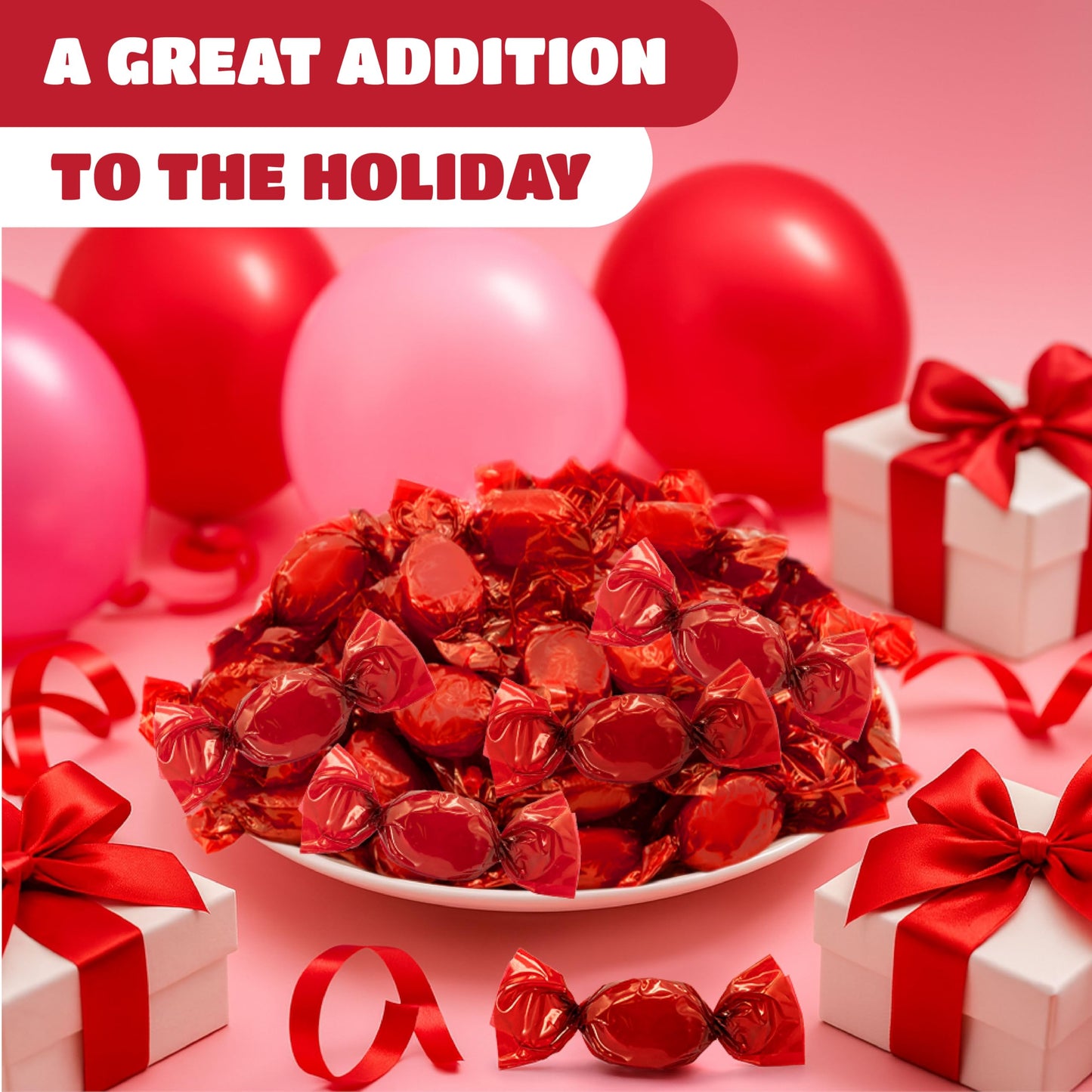 Cinnamon Candy - 2 Pound Bulk Bag - Cinnamon Hard Candy Individually Wrapped - Christmas Candies for Office Bowl - Spicy Sweet Flavor of Nostalgic Treat