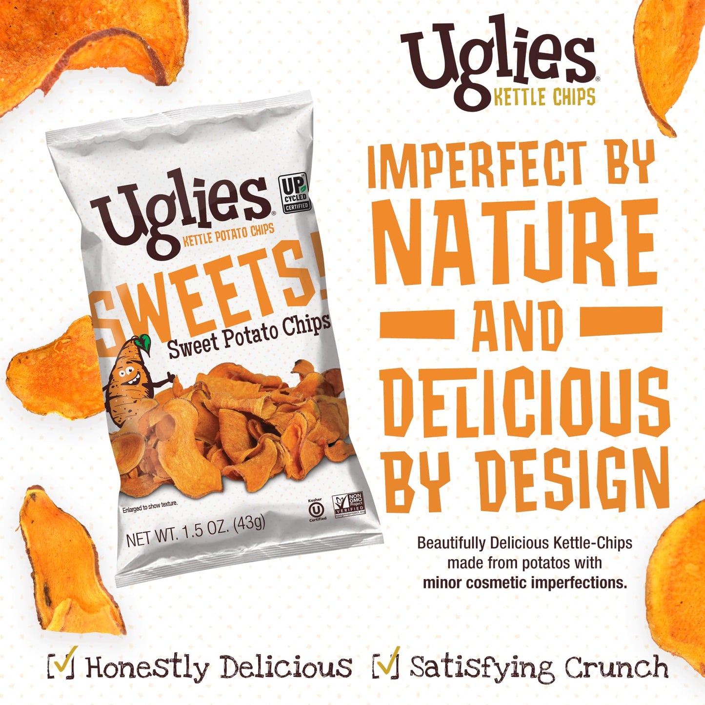 Uglies Sweet Potato Kettle-Cooked Potato Chips, Gluten-Free Snacks, Kosher-Friendly Chips, Non-Gmo Snacks For Kids Or Office, Lu