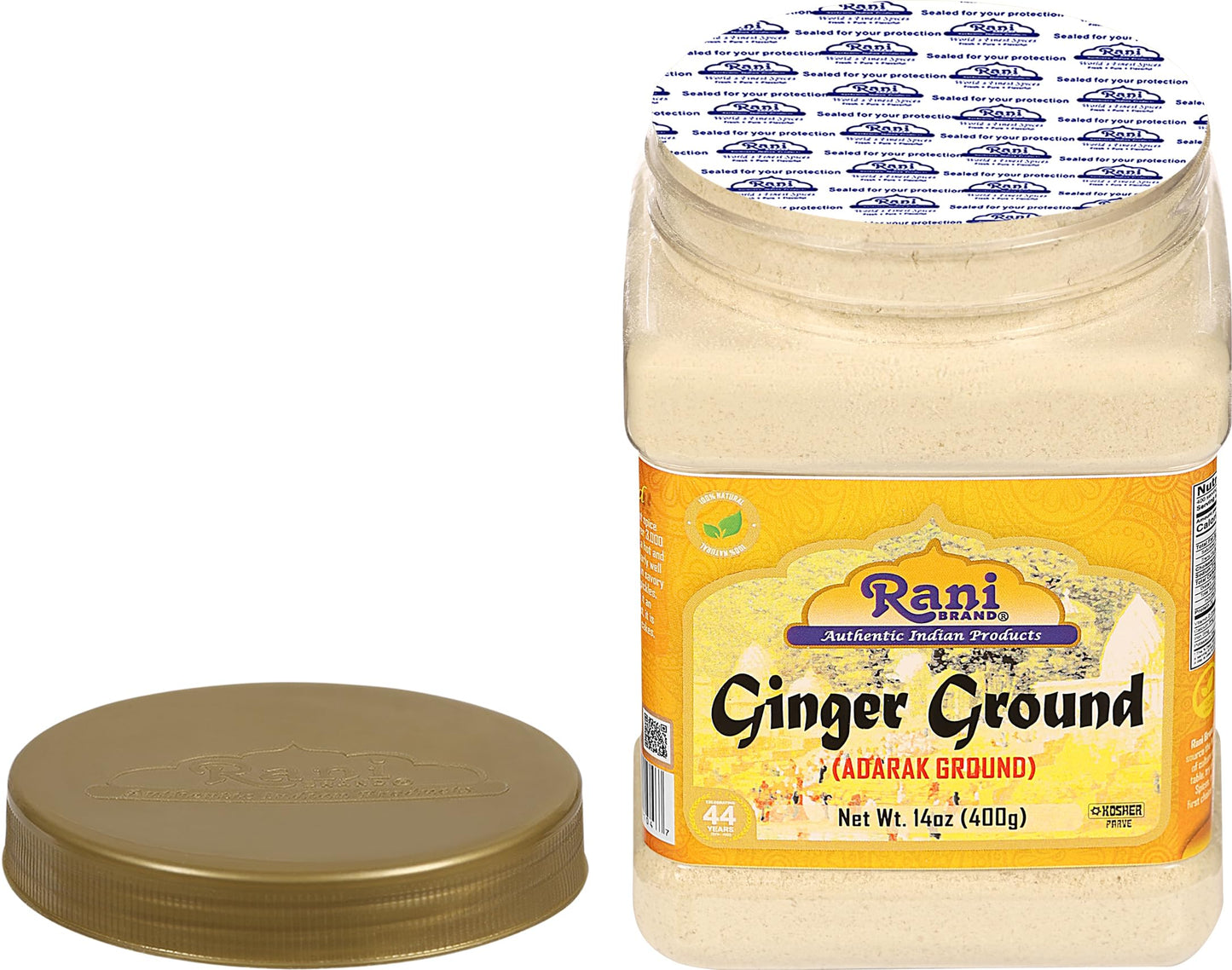 Rani Ginger (Adarak) Powder Ground, Spice 14oz (400g) PET Jar ~ All Natural | Vegan | Gluten Friendly | NON-GMO | Kosher | India