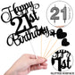 HOGRTi 21st Birthday Cake Decorations Set, Black Series, Includes 21 Cake Candles and Happy Birthday Toppers